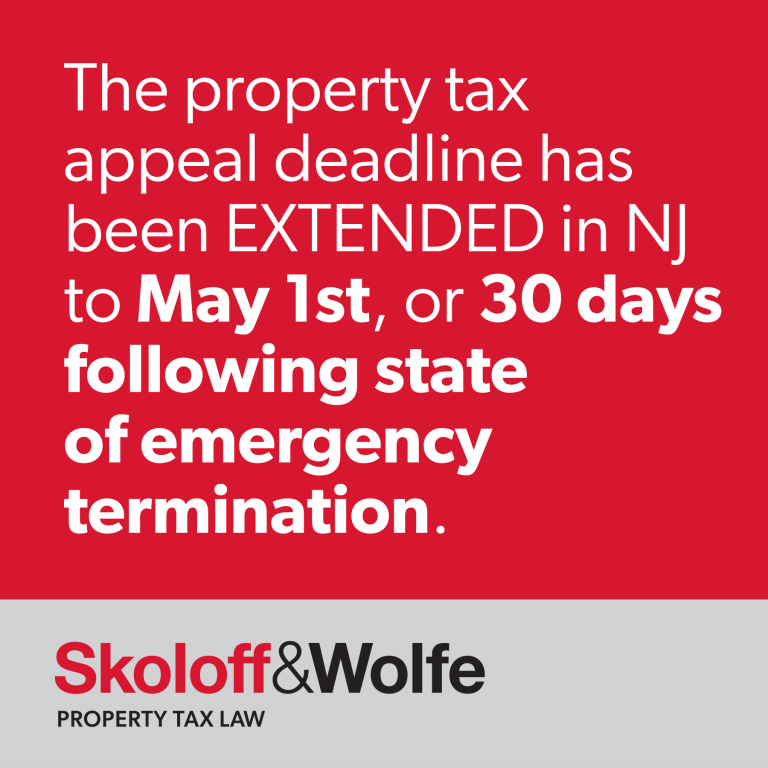 NJ Property Tax Appeal Deadline Extended to at least May 1, 2020